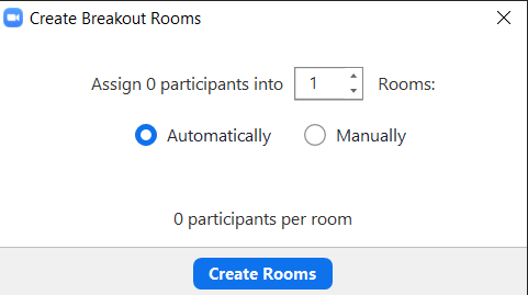 Zoom breakout room popup window