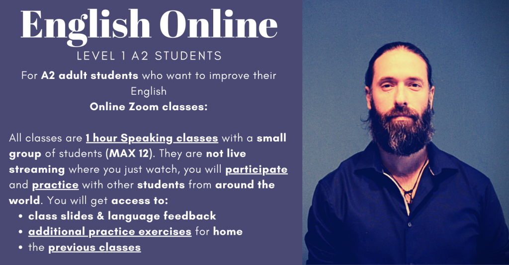 English Online Zoom Classes Level 1